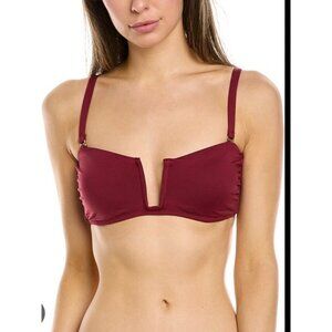 NEW Andie Cartagena Top Bord Burgundy Women Small Beach Resortwear Vacation